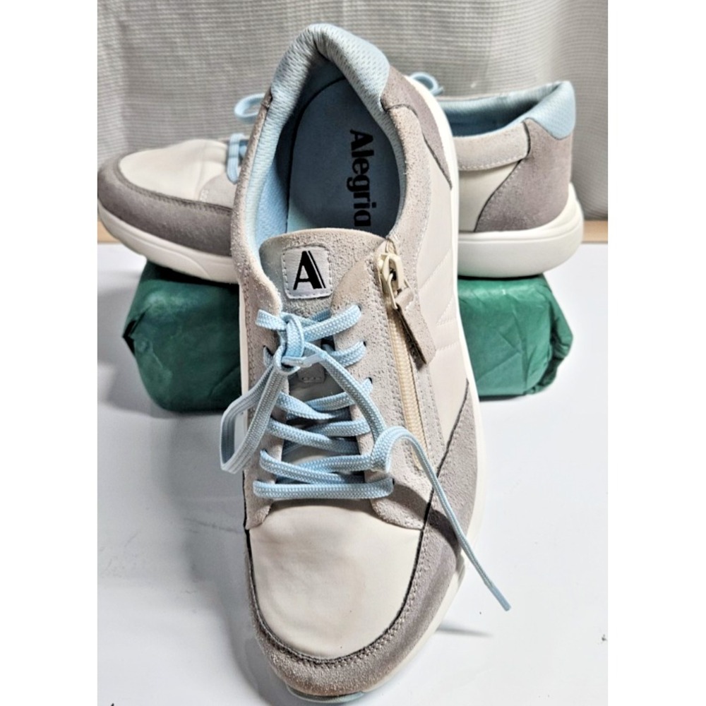 Alegria women Eazeer lightweight‎ sneaker  side zipper leather fabric Sz39/US9